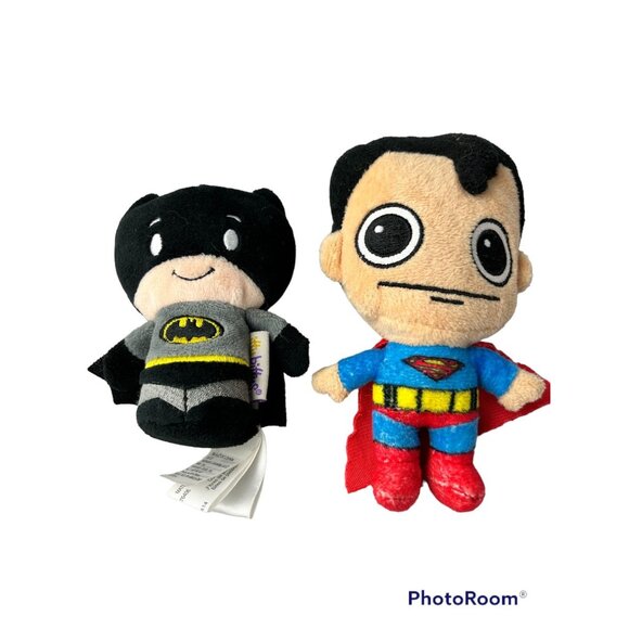 Vintage Hallmark Itty Bitty Batman & Superman Plush Zippered Coin Pouch Set of 2 - Picture 1 of 9